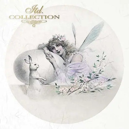 ITD Collection Rice Paper Mini Set for Decoupage RSM068, 6 sheets of rice paper 14,8x14,8 cm, Easter, Fairy, Egg, Flowers, Vintage Style ITD Collection