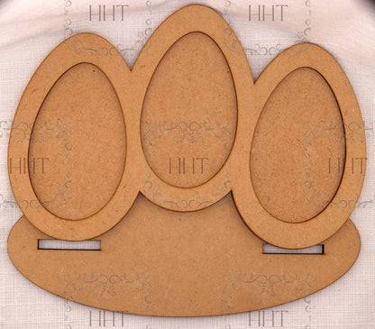 Laser Cut MDF, Standing, Spring, Easter Egg Trio, Plaque, Panel, Overlay Frame, Stand, 3 pc, Decoupage, Crafts, Mixed Media,, 10.5"w x 7"h Handcrafted Holiday Traditions