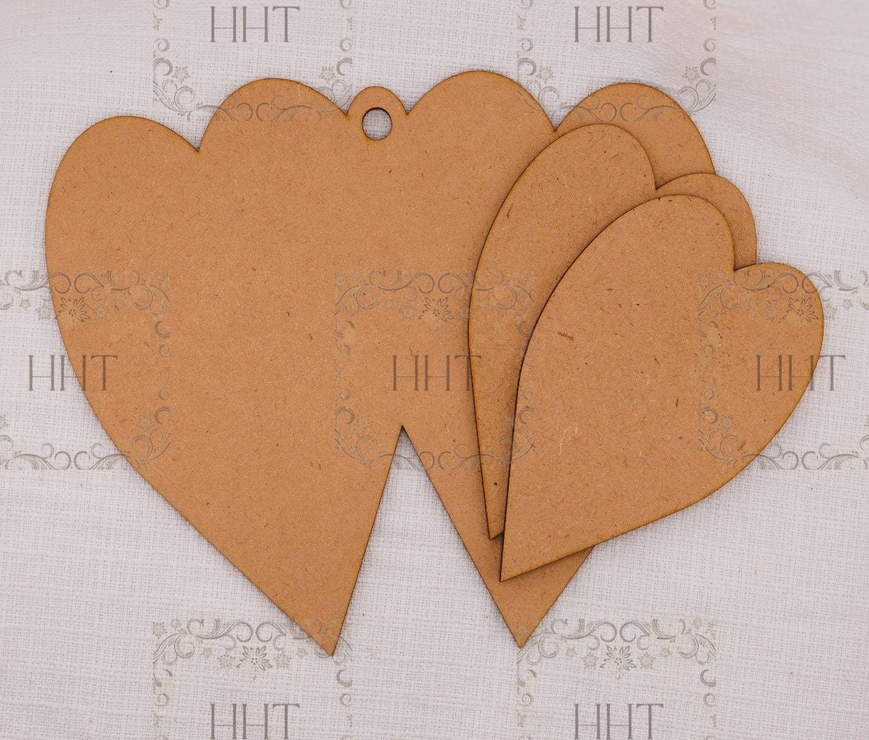 Laser Cut MDF, Valentine's Day, Double Heart Ornament, Blank, Base, Set 3, Decoupage Mixed Media, Crafts, 9.5" x 7.25", 1/8"