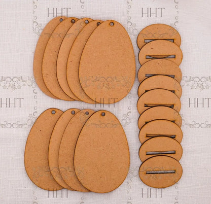 Laser Cut MDF, Easter Egg, Blank, Base, Ornament, Standing, Hanging, Decoration, 9, 2pc sets, Decoupage, Mixed Media, 2.5"w x 3.75"h 1/8 in Handcrafted Holiday Traditions