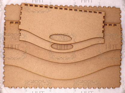 Laser Cut MDF, Buildable, Blank, Base, Tray, Canvas, for Decoupage, Crafts, Mixed Media,, Crafting,  5 pc, 12 w x 8.5l x 4 h Handcrafted Holiday Traditions