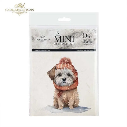 ITD Collection Rice Paper Mini Set for Decoupage RSM104, 6 sheets, 14,8x14,8 cm, Baby,  Penguin, Puppy, Bunny, Fox, Bear, Kitten ITD Collection