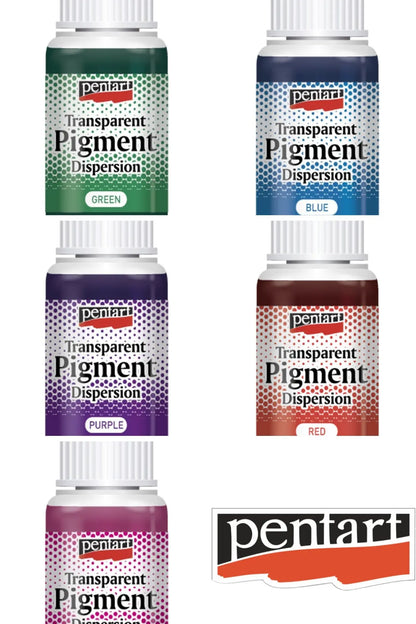 Pentart, Transparent pigment, 20 ml, Red, Pink, Purple, Blue, Green, Water Based, Transparent, 5 colors available Pentart