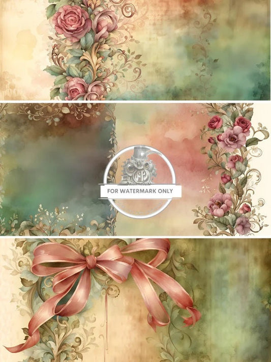 Decoupage Central, Rice Paper, Vintage, Spring, Floral, Wallpaper, Watercolor, Flowers,  Shabby Chic, DC314,  Mixed Media, A4 8.27x11.69