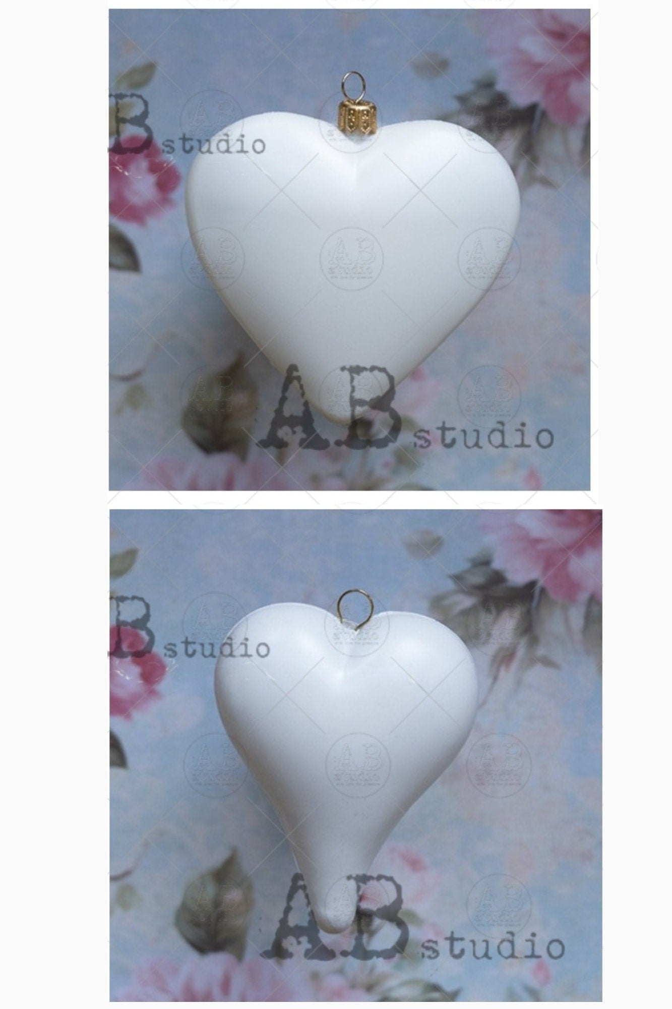 Blank Canvas Hearts, Ornaments for Decoupage, Mixed Media, Paintable, Shatterproof, Christmas Ornaments, White Plastic, 3 inch, AB Studio