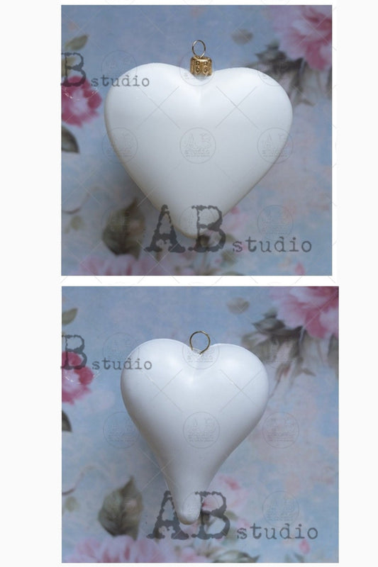 Blank Canvas Hearts, Ornaments for Decoupage, Mixed Media, Paintable, Shatterproof, Christmas Ornaments, White Plastic, AB Studio