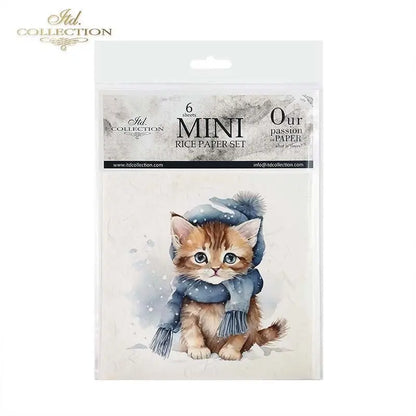ITD Collection Rice Paper Mini Set for Decoupage RSM105, 6 sheets, 14,8x14,8 cm, Baby,  Kitten, Puppy, Racoon, Squirrel, Deer, Hedgehog ITD Collection