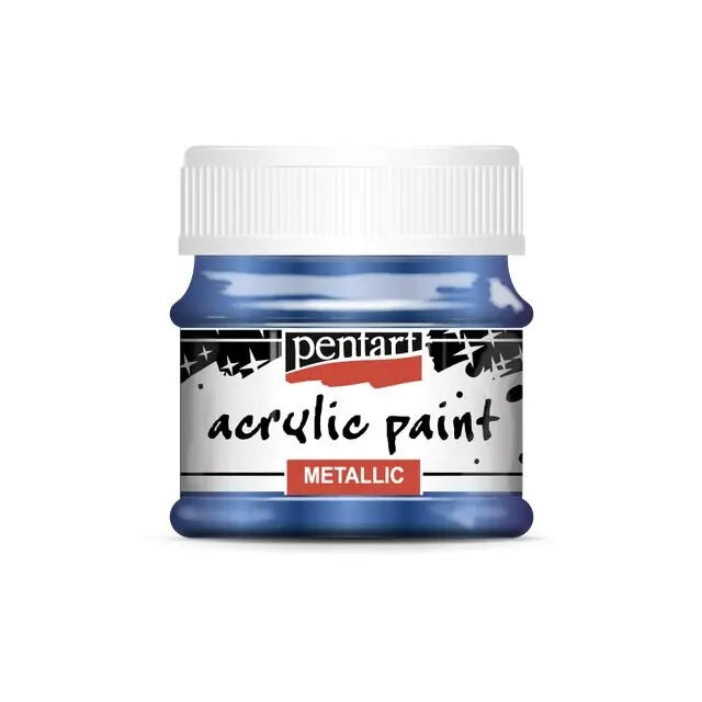 Pentart, Acrylic Paint Metallic 50 ml, Violet, Teal, Light Blue, Cobalt Blue, Water-based Pentart