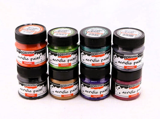 Pentart, Acrylic Paint Metallic 50 ml, Silver Touch, Golden Touch, Silver Purple, Golden Red, Brass, Ivy Green, Graphite, Water-based