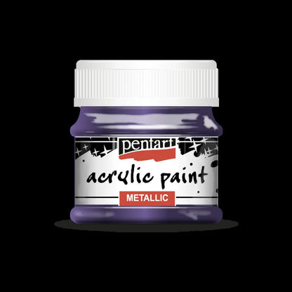 Pentart, Acrylic Paint Metallic 50 ml, Silver Touch, Golden Touch, Silver Purple, Golden Red, Brass, Ivy Green, Graphite, Water-based Pentart