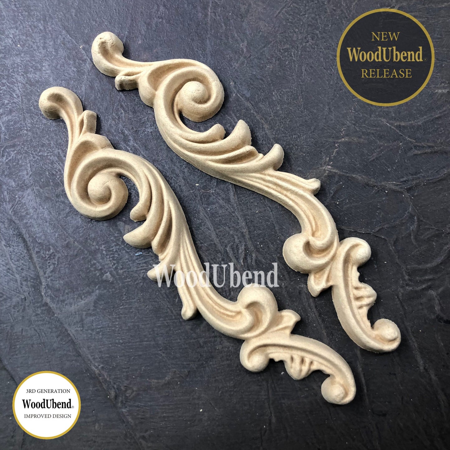 WoodUBend, Set Of 2, Scroll Drops, Flourishes, Scrolls, WUB6024 19 x 5 cm