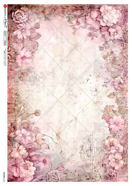 Paper Designs, 2024 Release, Pink Floral Journal, Background, Wallpaper, Flowers, Floral,  0254, A4 8.3" X 11.7" Rice Paper for Decoupage