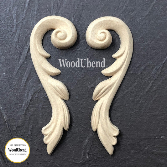 WoodUbend, Set of 2 Scrolls, Flourishes, WUB0360, 1 14 × 4.5 cm