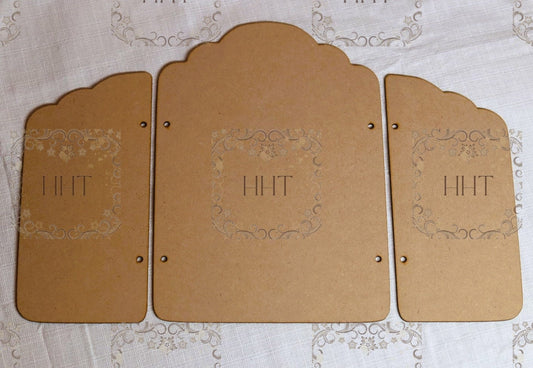 Laser Cut, MDF, Vintage Style, 3 piece, 2 sizes, Table Top, Screen, Base, Blank, Plaque, Panel, Decoupage, Mixed Media, Crafts