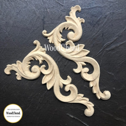 WoodUbend, Pack Of Two, Scroll Pair, Flourishes, Vintage Style, WUB2181, 12.5 × 5.5 cm