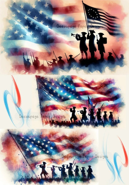 Decoupage Creatives, Rice Paper, American Flag, patriotic, Americana, Liberty, Mixed Media, A4 8.27 X 11.69 DPD416