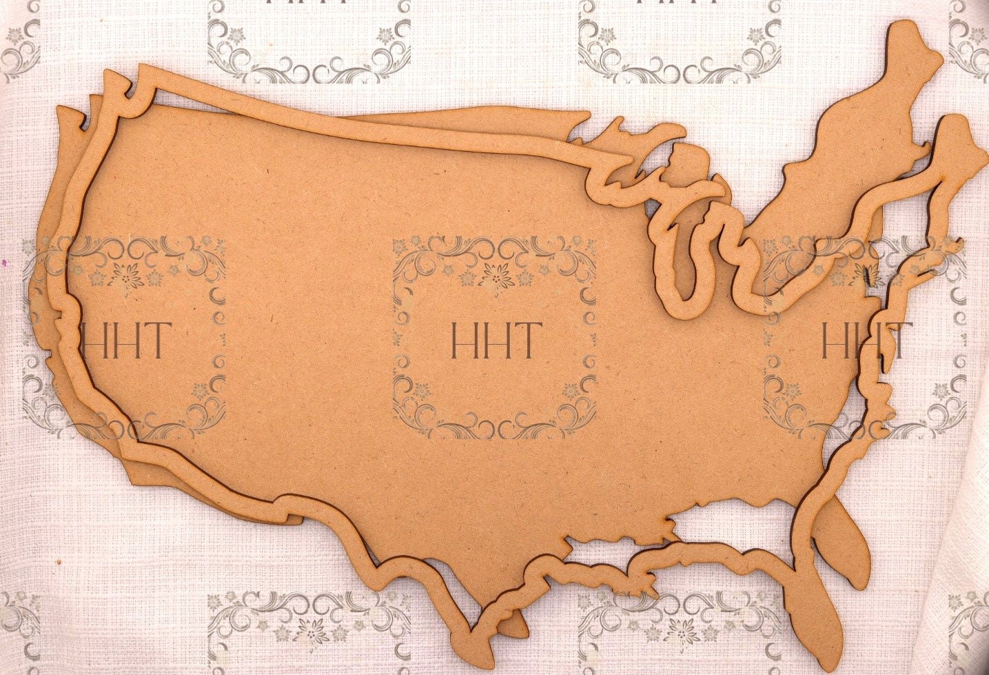 Laser Cut MDF, USA, United States, Plaque, Panel, Base, Blank, Frame 2-pc, Decoupage Crafts, Mixed Media, 12 x 8