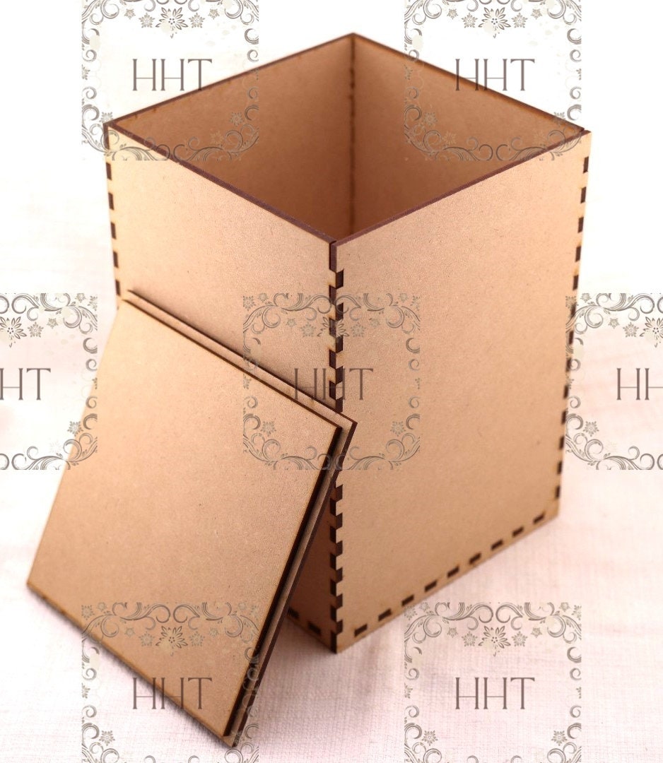 Laser Cut MDF, Basic, Box with Lid, Craft, Base, Blank, Canvas, Decoupage, Crafts, Mixed Media,, Paintable, Buildable, Kit, 7 pc, 2 sizes