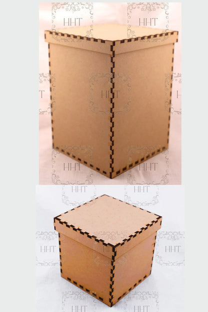 Laser Cut MDF, Basic, Box, with Lid, Buildable Kit, Craft, Base, Blank, Canvas, Decoupage, Mixed Media, Paintable, 10 pc, 2 sizes, Crafts Handcrafted Holiday Traditions