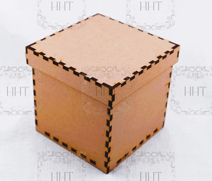 Laser Cut MDF, Basic, Box, with Lid, Buildable Kit, Craft, Base, Blank, Canvas, Decoupage, Mixed Media, Paintable, 10 pc, 2 sizes, Crafts Handcrafted Holiday Traditions