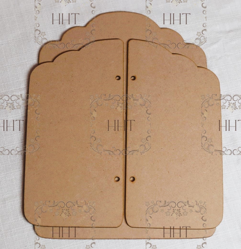 Laser Cut, MDF, Vintage Style, 3 piece, 2 sizes, Table Top, Screen, Base, Blank, Plaque, Panel, Decoupage, Mixed Media, Crafts