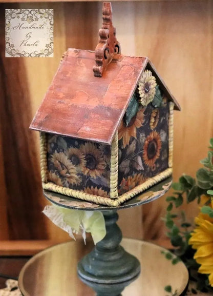 Handcrafted MDF, Decoupage, Mixed Media, Bird House, Sunflowers, Home Decoration, Laser Cut MDF, Decorative, In Door, Novelty, Spring Handmade by Pamela