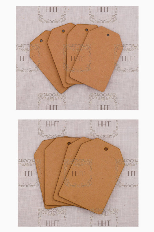 Laser Cut MDF, Tags, Set of 4, Small, Medium, Canvas, Blank, Base, Decoupage, Crafts, Mixed Media, Gift Tags, 3 x 5, 2.75 x 4.25, 1/8 inch