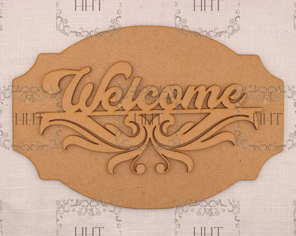 Laser Cut MDF, Wood, Craft, Blank Base, Welcome Sign, Plaque, Home decor, Paintable, 2 piece, Decoupage, Mixed Media 10.5 x 7 in, 1/8 Handcrafted Holiday Traditions