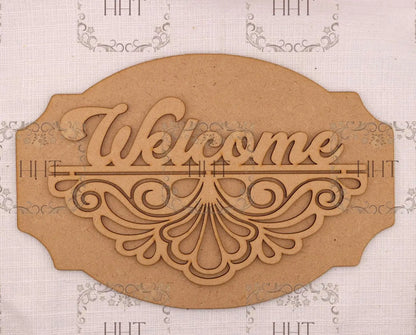 Laser Cut MDF, Wood, Craft, Blank Base, Welcome Sign, Plaque, Home decor, Paintable, 2 piece, Decoupage, Mixed Media 10.5 x 7 in, 1/8 Handcrafted Holiday Traditions