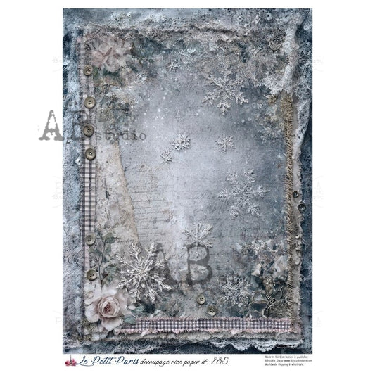 AB Studio, Rice Paper, Christmas, La Petit Paris, Ice Blue, Lace, Background, Shabby Chic, A4 8.27 x11.6, Mixed Media, Decoupage, LP285