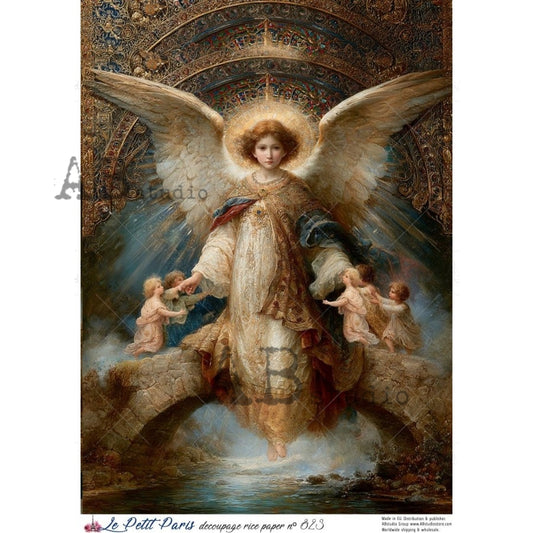 AB Studio Rice Paper, Christmas, La Petit Paris, Celestial Christmas Angel, A4 8.27 x11.69, Mixed Media, Decoupage,