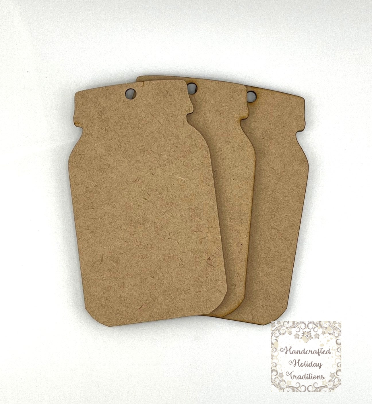 Laser Cut MDF, Mason Jar Style Tag Set of 3, Blank, Base, Decoupage, Crafts, Mixed Media, Gift Tag, 3"x 5"