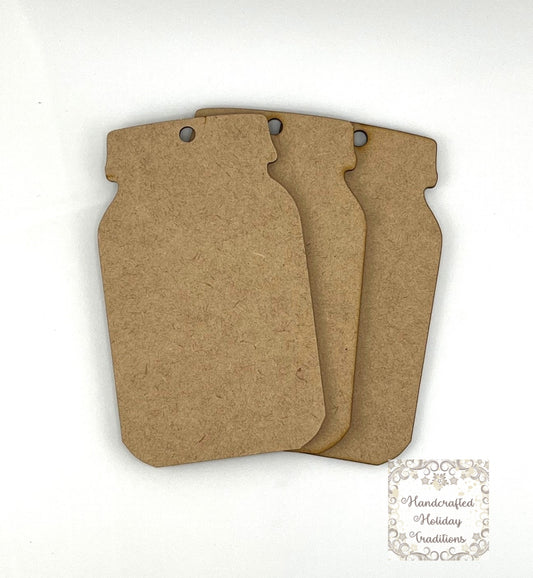 Laser Cut MDF, Mason Jar Style Tag Set of 3, Blank, Base, Decoupage, Crafts, Mixed Media, Gift Tag, 3"x 5"