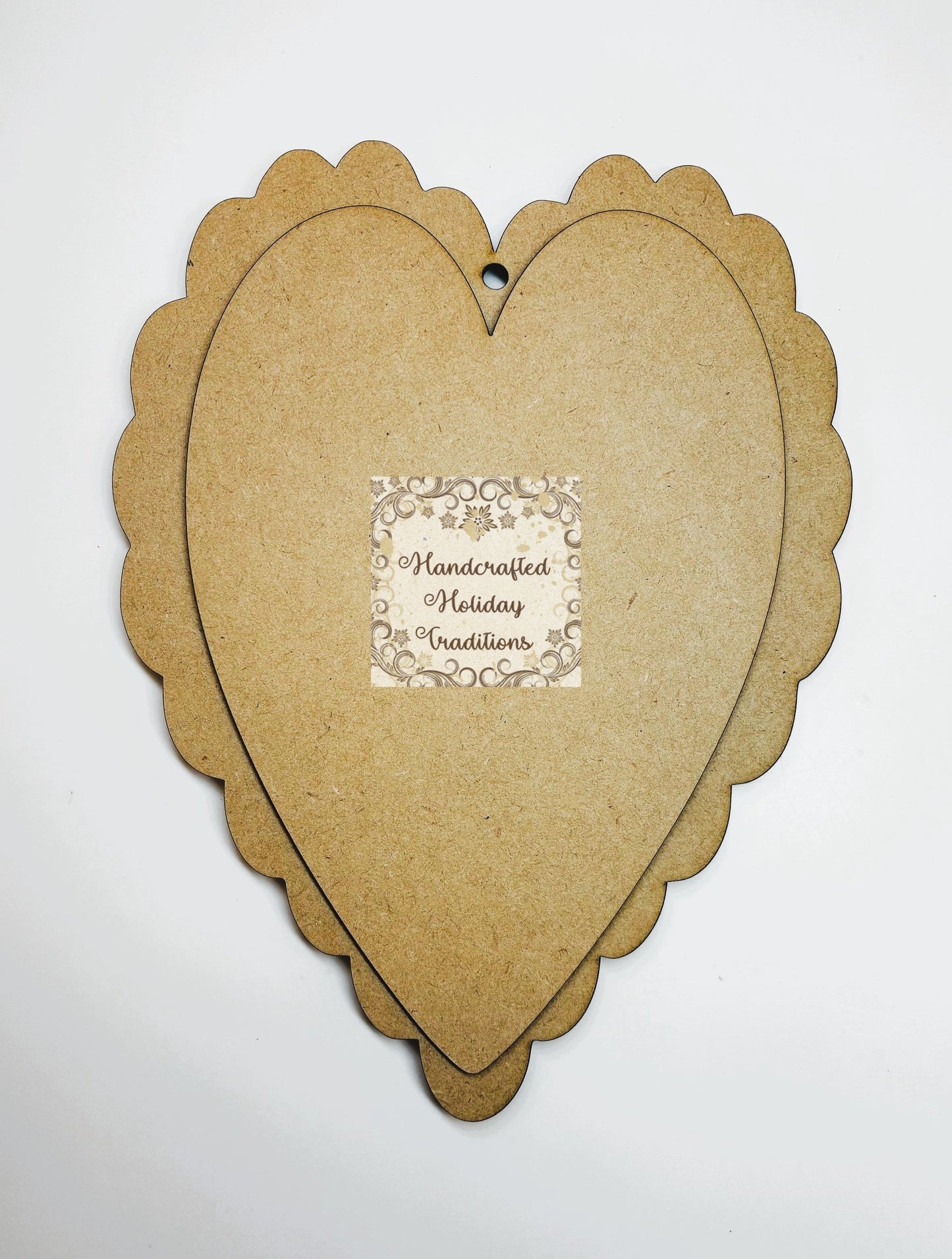 Laser Cut MDF Large Layered Heart Ornament Scalloped Edge, Unfinished Wood Blanks, Decoupage, Mixed Media, DIY Crafts, 6.25" x 8.25"
