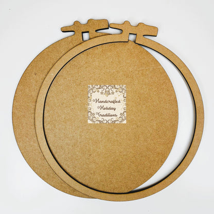 Laser Cut MDF Embroidery Hoop Shape Framed Plaque, Panel, Blank Base with Overlay for Decoupage, Mixed Media, Crafts