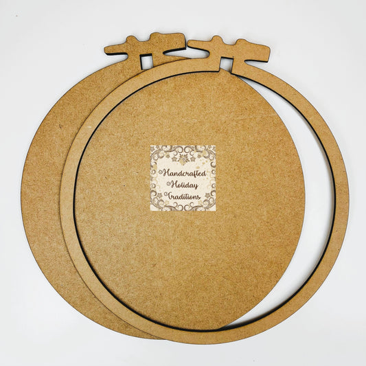Laser Cut MDF Embroidery Hoop Shape Framed Plaque, Panel, Blank Base with Overlay for Decoupage, Mixed Media, Crafts