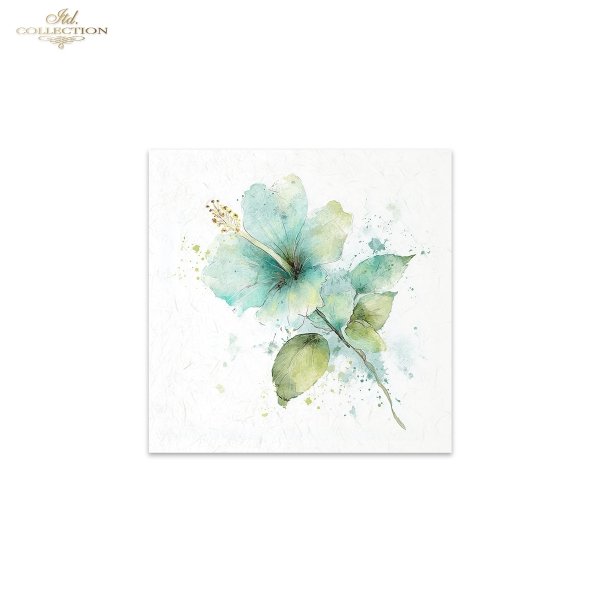 ITD Collection Rice Paper, Mini Set, Watercolor Tropical Flowers Motifs, 6 Sheets, 5x8, Decoupage, Mixed Media