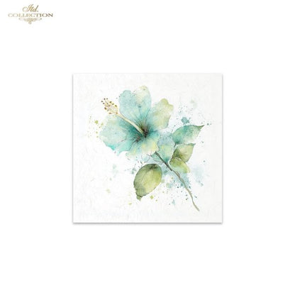 ITD Collection Rice Paper, Mini Set, Watercolor Tropical Flowers Motifs, 6 Sheets, 5x8, Decoupage, Mixed Media