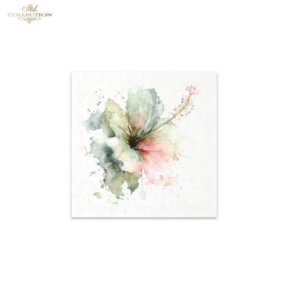 ITD Collection Rice Paper, Mini Set, Watercolor Tropical Flowers Motifs, 6 Sheets, 5x8, Decoupage, Mixed Media