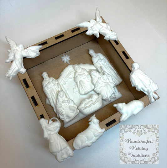 Laser Cut, MDF, Buildable, Small Shadow Box Kit, Diorama, Display, Blank, Base, Decoupage, Mixed Media, Crafts, 5 1/2" Square x 2" deep