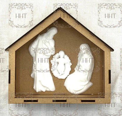 Laser Cut MDF, Nativity Barn, Nativity Scene, Shadow Box, Limited Edition, Buildable Blank Base for Decoupage, Crafts, Mixed Media, 2 sizes Handcrafted Holiday Traditions