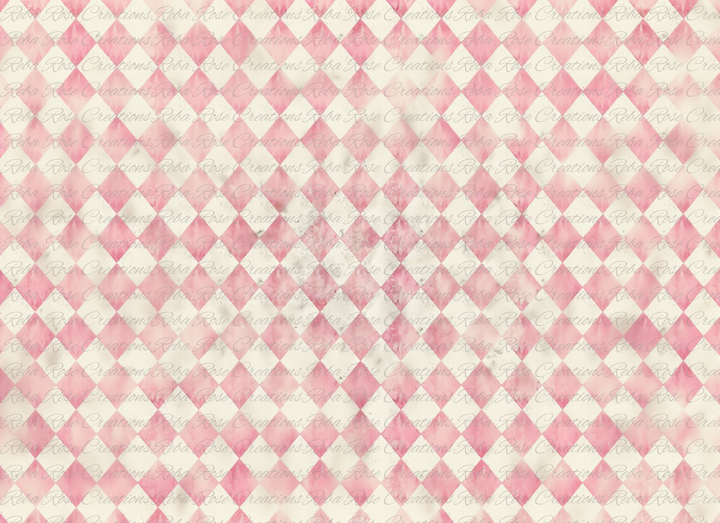 Reba Rose Creations, Tissue Paper for Decoupage, Mixed Media, Pink, White, Harlequin, Diamonds, Wallpaper, Background, 20" x 30"