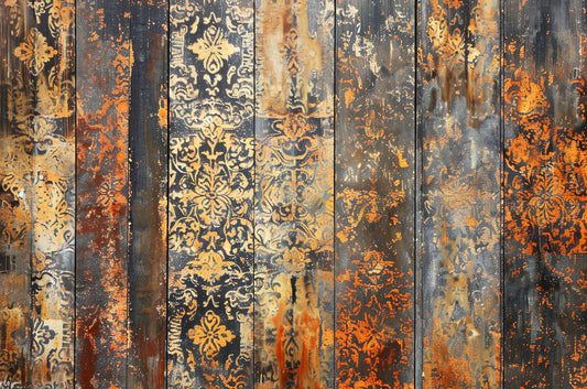 Reba Rose Creations Tissue Paper for Decoupage | Distressed Rusty Weathered Wood Background, 20"x30" | Mixed Media, DIY Craft Supplies