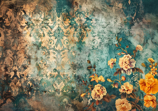 Reba Rose Creations Tissue Paper for Decoupage | Distressed Victorian Blue Damask, Vintage, 20"x30" | Mixed Media, DIY Craft Supplies