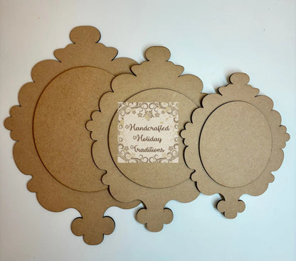 Laser Cut, MDF, Plaque, Ornament, Panel, Vintage Style, Overlay Oval, Blank, Base, 2 piece, Decoupage, Crafts, Mixed Media, 3 sizes Handcrafted Holiday Traditions