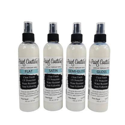 Paint Couture, Clear Acrylic Spray, Topcoat, Fine Mist Varnish, Satin, Gloss, Semi-Gloss Finishes