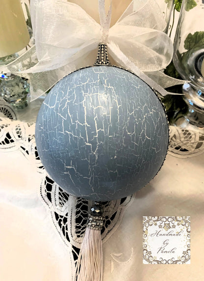 Handcrafted, Christmas, Large 3d Diorama Round Ornament, Santa, Snowman, Tree, Winter Scene, Decoupage, Mixed Media, 3 Variations Handmade by Pamela